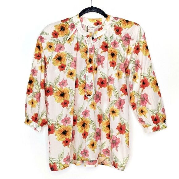 Tucker Tops - Tucker The Combo Classic Blouse Hawaiian Baazar Floral Silk Top